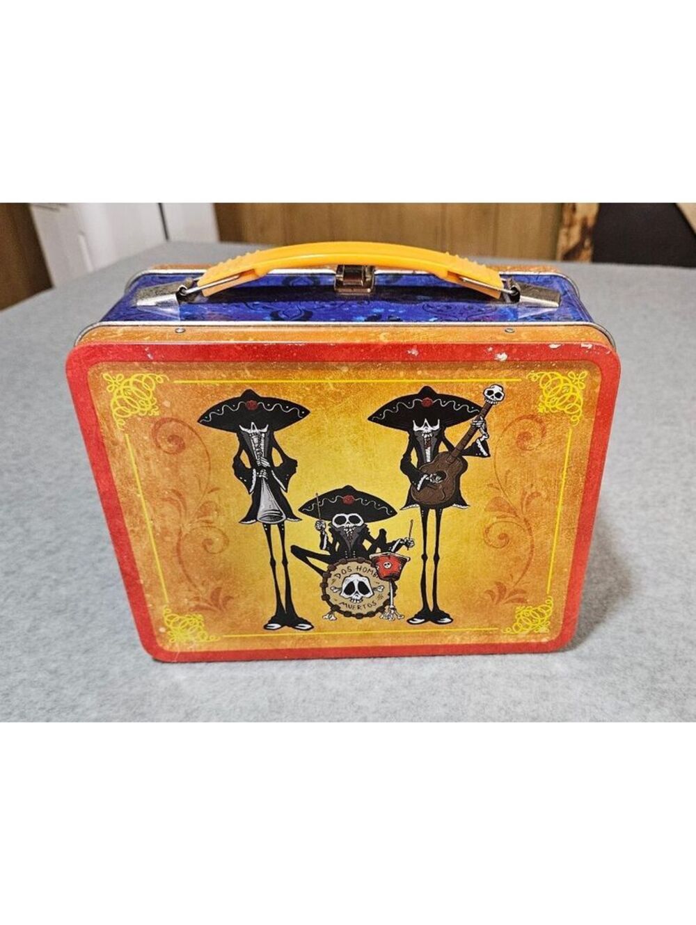 Vintage Dia de los Muertos Metal Lunchbox with Skeleton Band Artwork - Picture 2 of 7